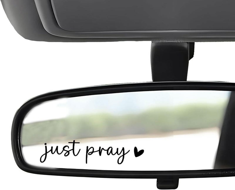 WCDHOR 2 x Just Pray Rearview Mirror Decal Water Bottle Stickers Affirmation Reminder Sticker Laptop Bumper Sticker Tumbler Vinyl Sticker Car Mirror Decal New Car Decor (Just Pray, Black) - Image 1